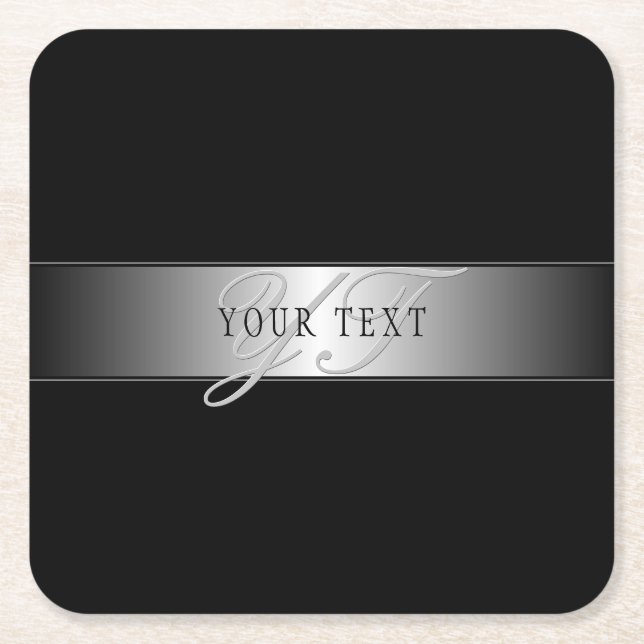 Elegant redigerbar monogram skript skrivning | Sva Underlägg Papper Kvadrat (Framsidan)