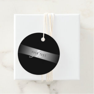 Elegant redigerbar monogrammanus skript Svart Gåvor Etiketter