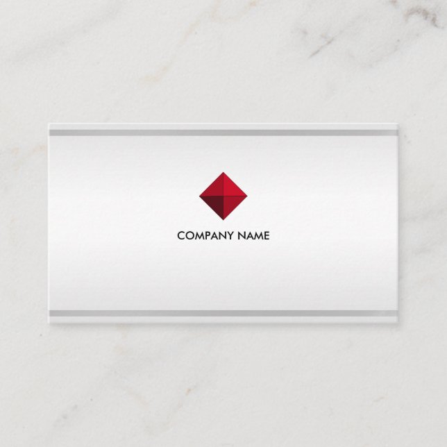 Elegant redigerbart logo på silvernyanser och ränd visitkort (Framsida)