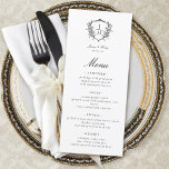 Elegant ReEmergency Blommigt Vapensköld Monogram B Meny<br><div class="desc">Dessa menykort för Vapensköld av Blommigt för nödsituationer,  Monogram Bröllop,  i svartvitt utan tidslinje,  har en vapensköld av typen vintage stil som är dekorerad med Fransk Elegant och klassisk skriptcalligrafi.</div>