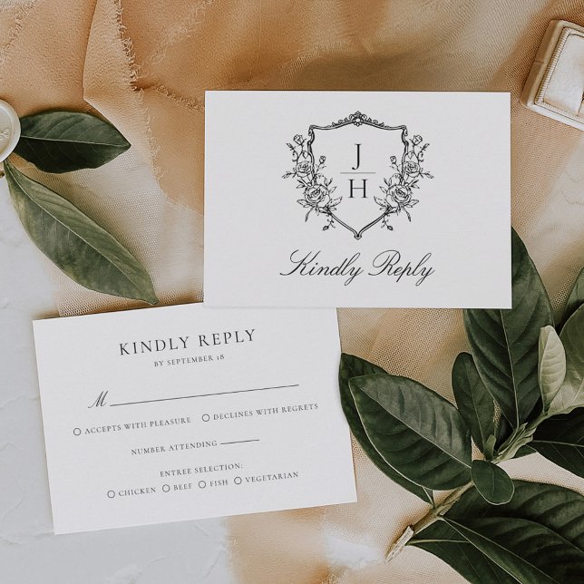 Elegant ReEmergency Blommigt Vapensköld Monogram B OSA Kort (Skapare uppladdad)