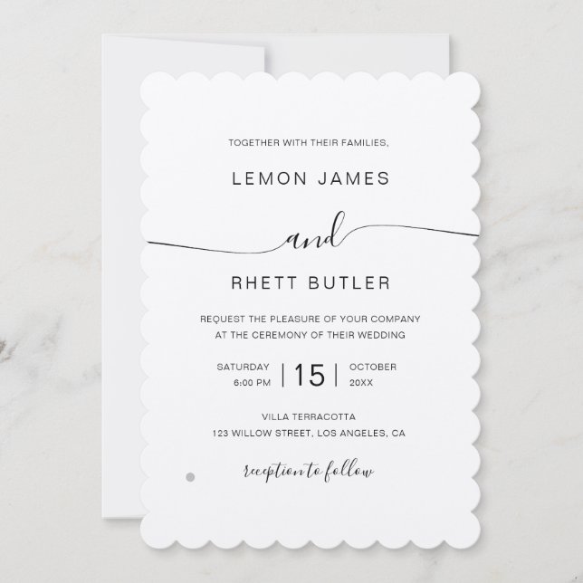 Elegant Refined Luxury Calligraphy Bröllop Inbjudningar (Framsida)