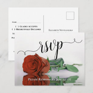 Elegant reflekterande rost orange ros bröllop RSVP Vykort
