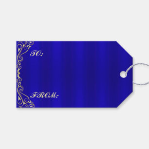 Elegant Regal Golden and Royal Blue Presentetikett
