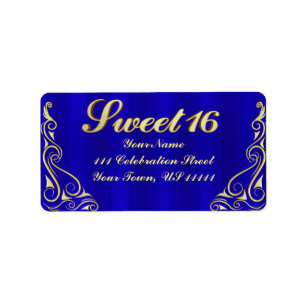 Elegant Regal Golden Sweet 16 Adress Adressetikett