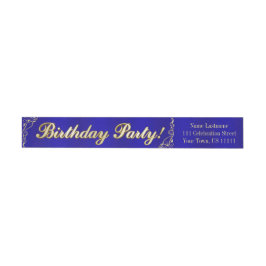 Elegant Regal Golden Typography Birthday Etikettband