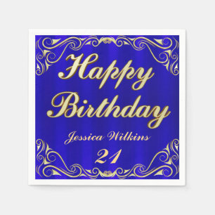 Elegant Regal Golden Typography Birthday Pappersservett