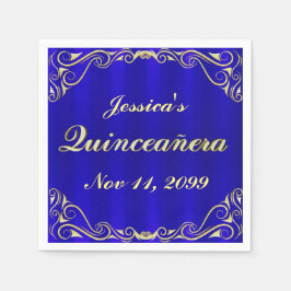 Elegant Regal Golden Typography Quinceañera Pappersservett