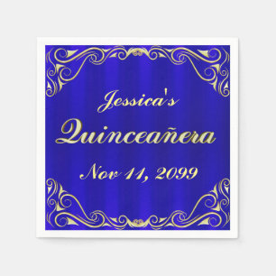 Elegant Regal Golden Typography Quinceañera Pappersservett