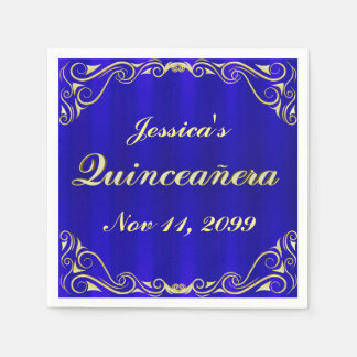 Elegant Regal Golden Typography Quinceañera Pappersservett