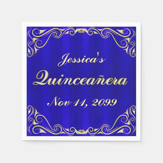 Elegant Regal Golden Typography Quinceañera Pappersservett (Framsidan)