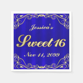 Elegant Regal Golden Typography Sweet 16 Pappersservett