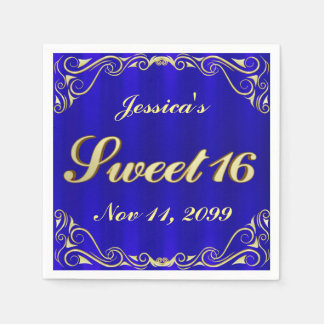 Elegant Regal Golden Typography Sweet 16 Pappersservett