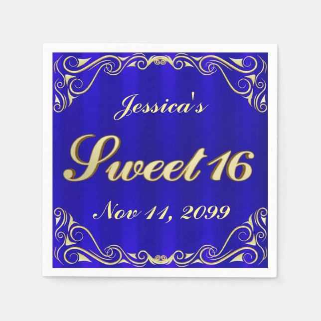 Elegant Regal Golden Typography Sweet 16 Pappersservett (Framsidan)
