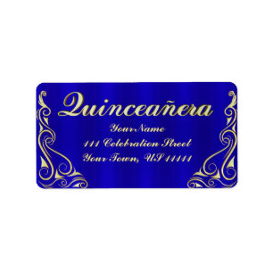 Elegant Regal guld- Quinceañera adress Adressetikett