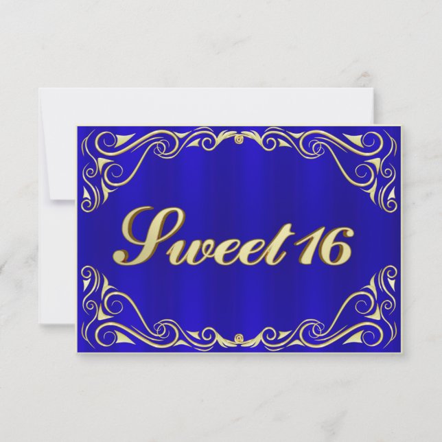 Elegant Regal Guld Typography Sweet 16 OSA Kort (Framsida)
