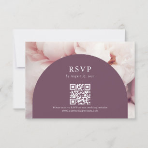 Elegant Regal Lila Peonies QR Code Bröllop OSA Kort