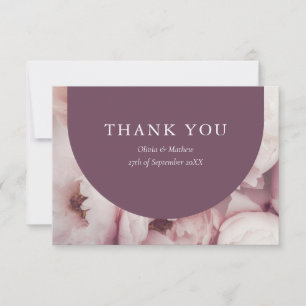 Elegant Regal Lila Peonies Ro Message Bröllop Tack Kort