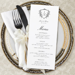 Elegant Regency blomkrans monogram bröllop Meny
