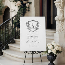 Elegant Regency Blommig Vapen Monogram Bröllop