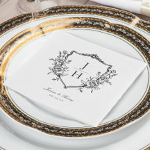 Elegant Regency Blommig Vapen Monogram Bröllop