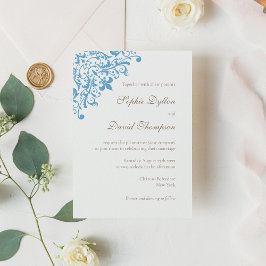 Elegant Regency Fransk Blå Fleur de Lis Mönster Inbjudningar