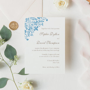 Elegant Regency Fransk Blå Fleur de Lis Mönster Inbjudningar