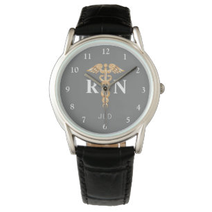 Elegant Registrerad Grått Black Monogram Manar Armbandsur