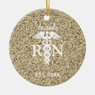 Elegant registrerad Nurse Guld Glitter Personlig Julgransprydnad Keramik