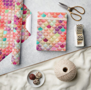 Elegant regnbåge glitter & folie fjäll påfisk presentpapper
