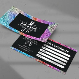 Elegant regnbåge glitter salong presentkort