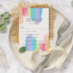 Elegant Regnbåge Watercolor Bröllop Meal Choal OSA Kort
