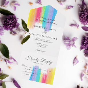 Elegant Regnbåge Watercolor Gay pride Bröllop All