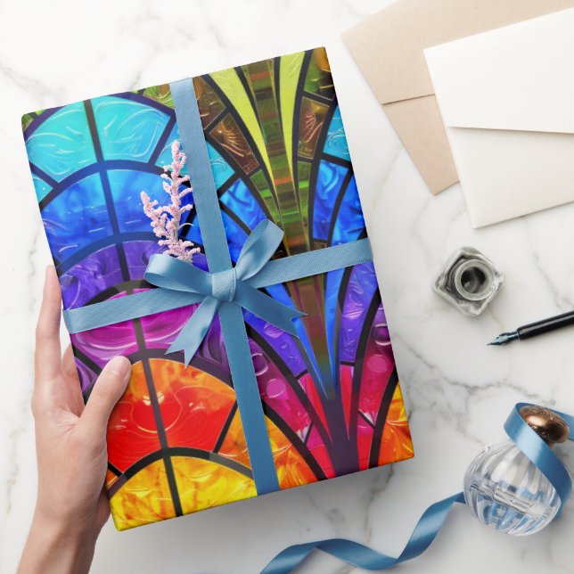 Elegant Regnbågstenade glaset Mönster Presentpapper (Gifting)