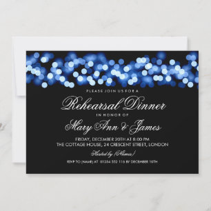 Elegant Rehearsal Dinner Blue Hollywood Glam Inbjudningar