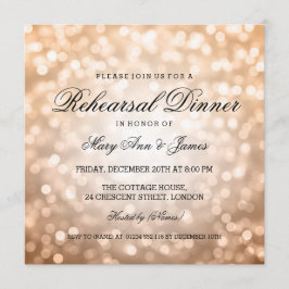Elegant Rehearsal Dinner Copper Glitter Ljus Inbjudningar