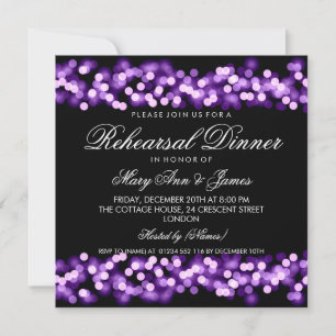 Elegant Rehearsal Dinner Lila Hollywood Glam Inbjudningar