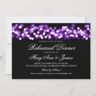 Elegant Rehearsal Dinner Lila Hollywood Glam Inbjudningar