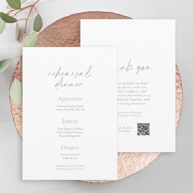 Elegant Rehearsal Dinner Menu – Two-Sided Card Inbjudningar (Skapare uppladdad)