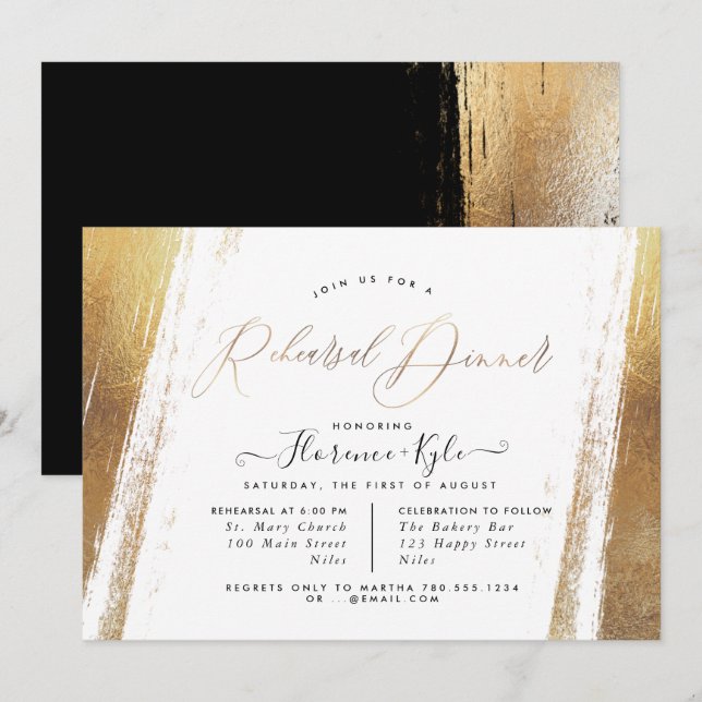 Elegant Rehearsal Dinner Minimalist Brushstrokes Inbjudningar (Fram/baksida)
