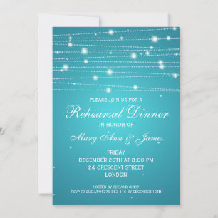 Elegant Rehearsal Dinner Sparkling Linjer Turcos Inbjudningar