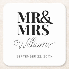 Elegant Rehearsal Förlovningsfest Classic Underlägg Papper Kvadrat