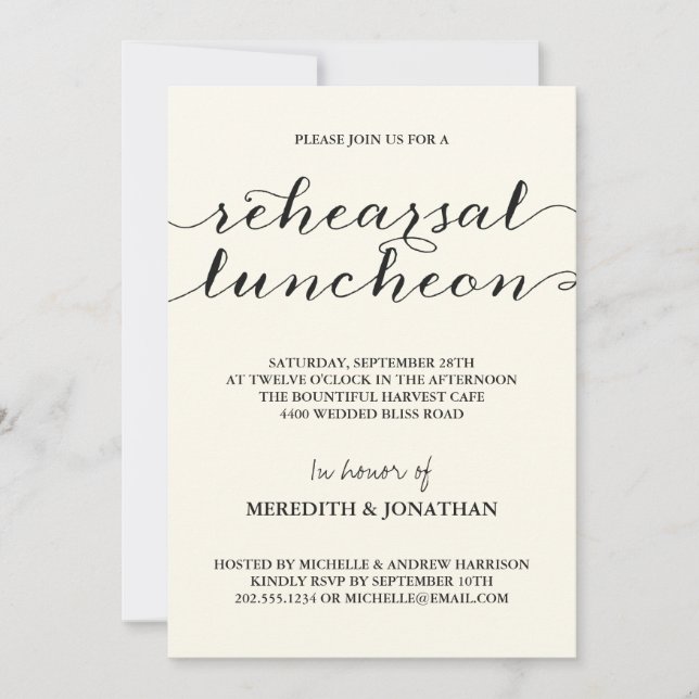 Elegant Rehearsal Luncheon Inbjudningar (Framsida)