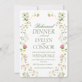 Elegant Rehearsal Middag Grönt Bröllop Inbjudningar