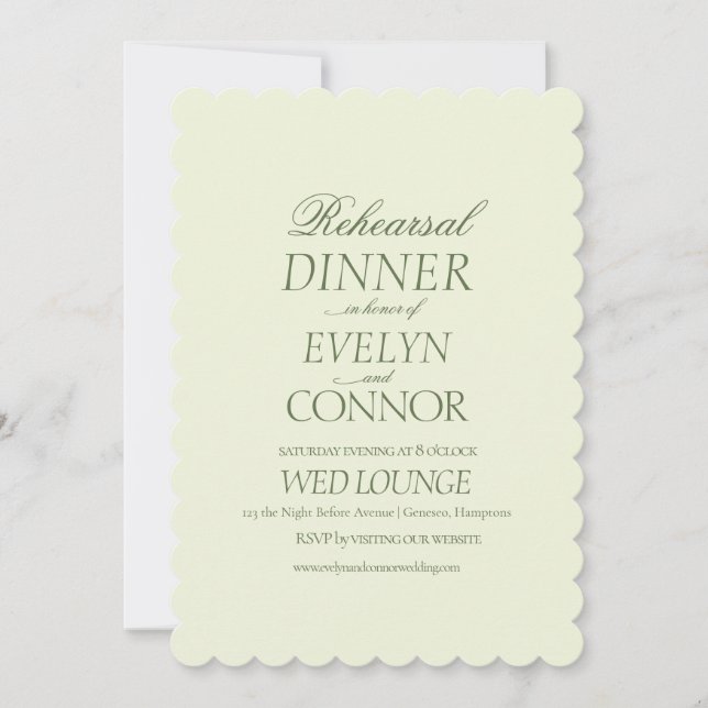 Elegant Rehearsal Middag Grönt Bröllop Julkort (Framsida)