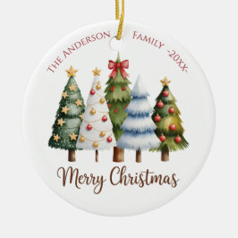 Elegant Reindeer and Christmas Trees Julgransprydnad Keramik