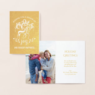 Elegant Reindeer jul Helgdag Joy Gold Foil Folierat Kort