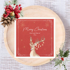 Elegant Reindeer jul Party Red Guld Pappersservett