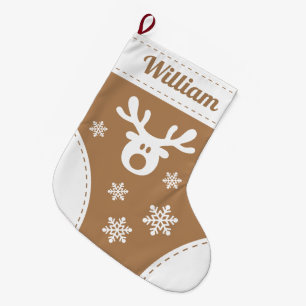 Elegant Reindeer Jul Stock Stor Julstrumpa