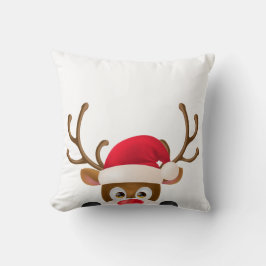 Elegant Reindeer med Santa Hat | DEKORATIV KUDDE
